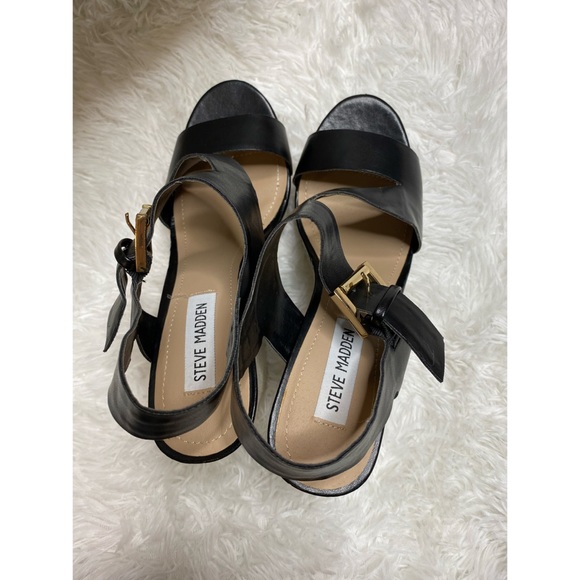 Steve Madden black Emori sandal wedges size 8.5 - Picture 11 of 12
